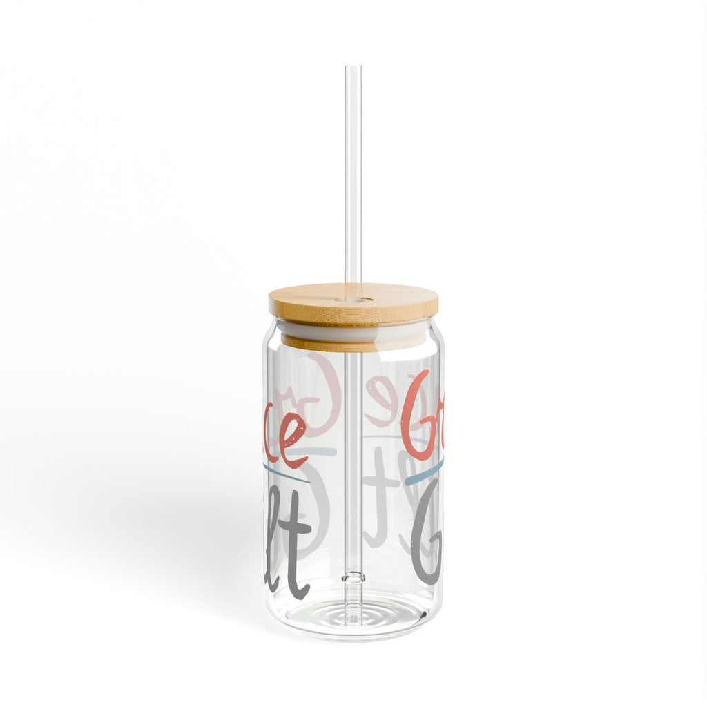 Grace Over Guilt Sipper Glass - 16oz Inspirational Tumbler with Straw