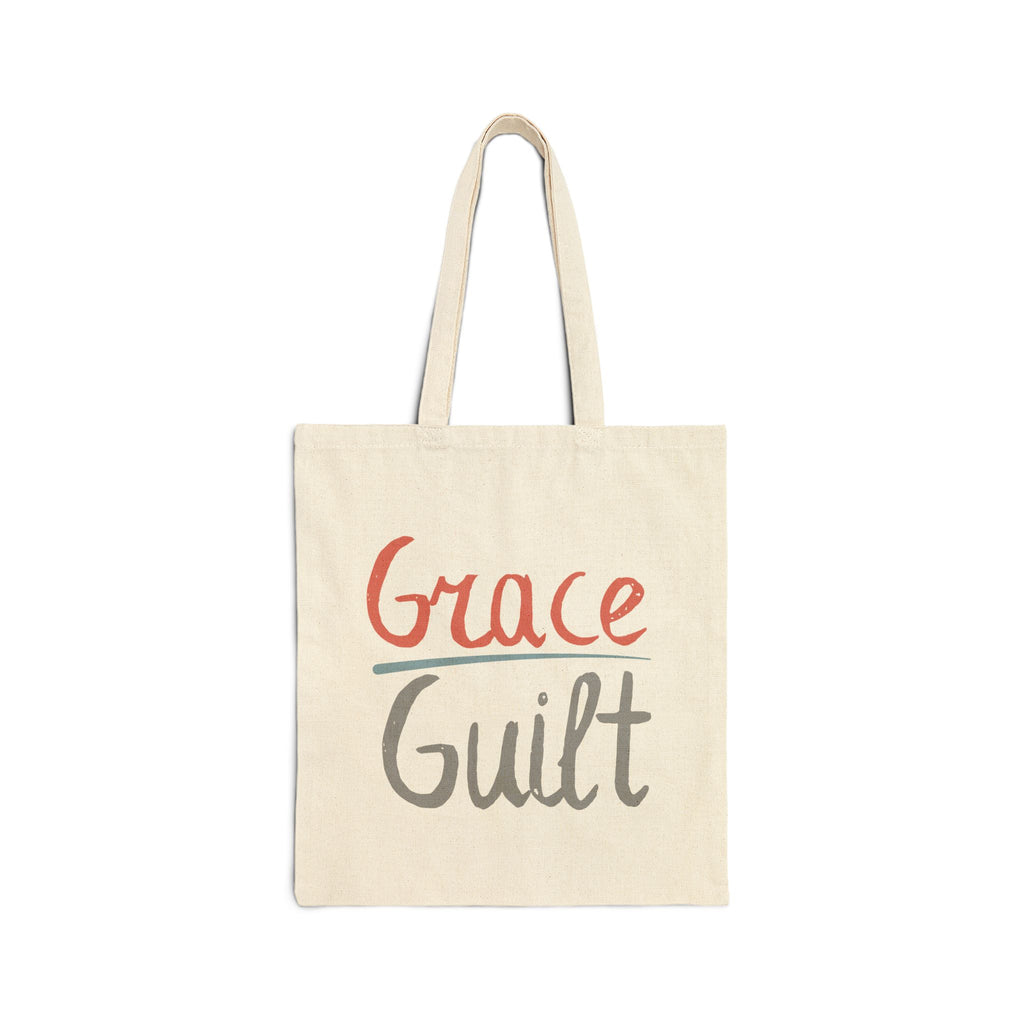 Grace Guilt Canvas Tote Bag — Inspirational Script Grocery & Market Tote