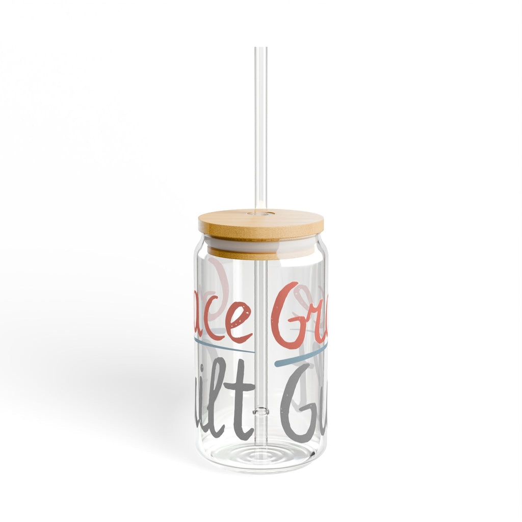 Grace Over Guilt Sipper Glass - 16oz Inspirational Tumbler with Straw