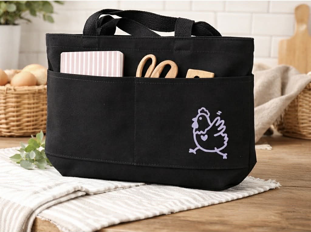 Farm Fresh and Feisty Black Canvas Tote