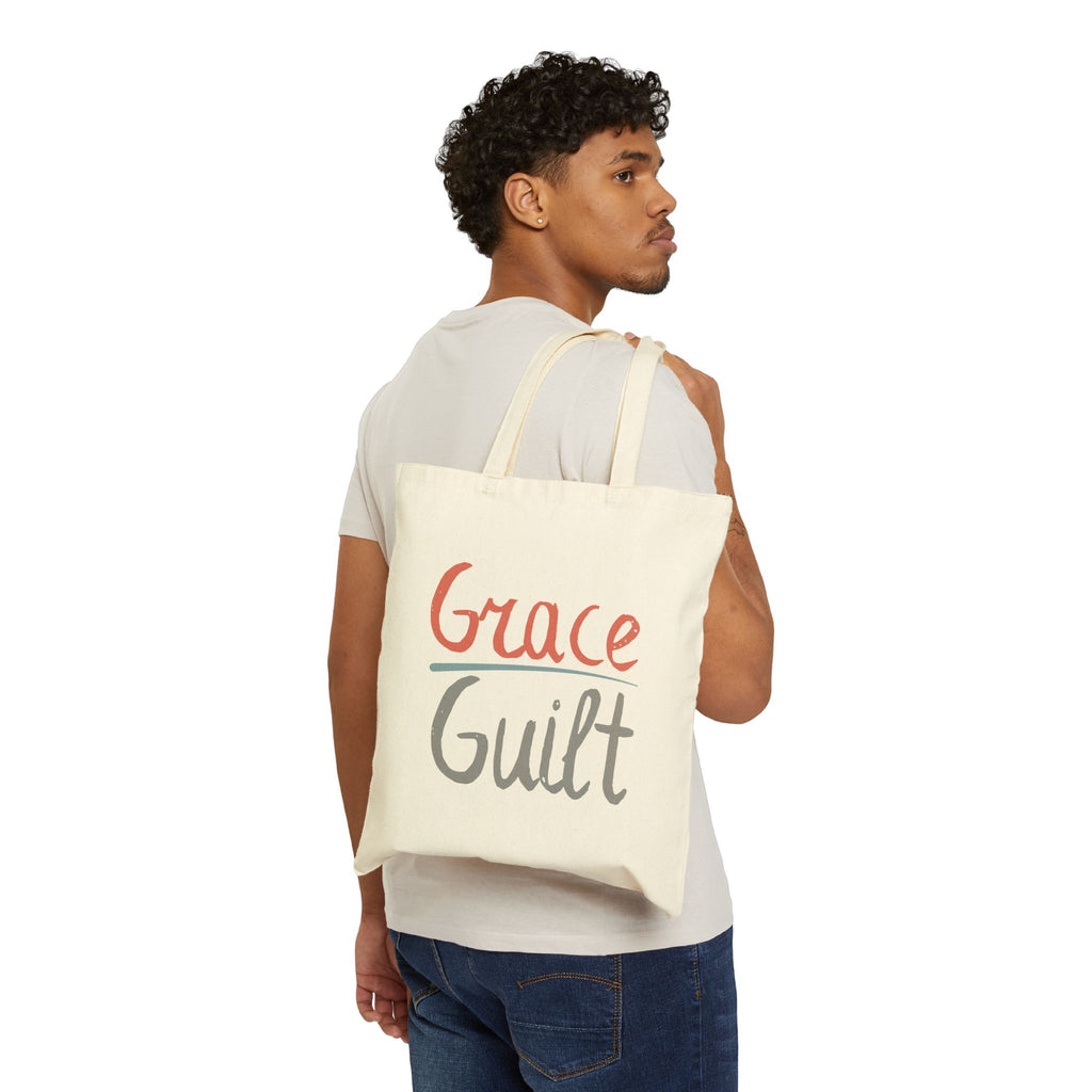 Grace Guilt Canvas Tote Bag — Inspirational Script Grocery & Market Tote