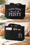 Farm Fresh and Feisty Black Canvas Tote