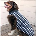 Reversible Fleece Lined Puffer Dog Coat - Pink Plaid