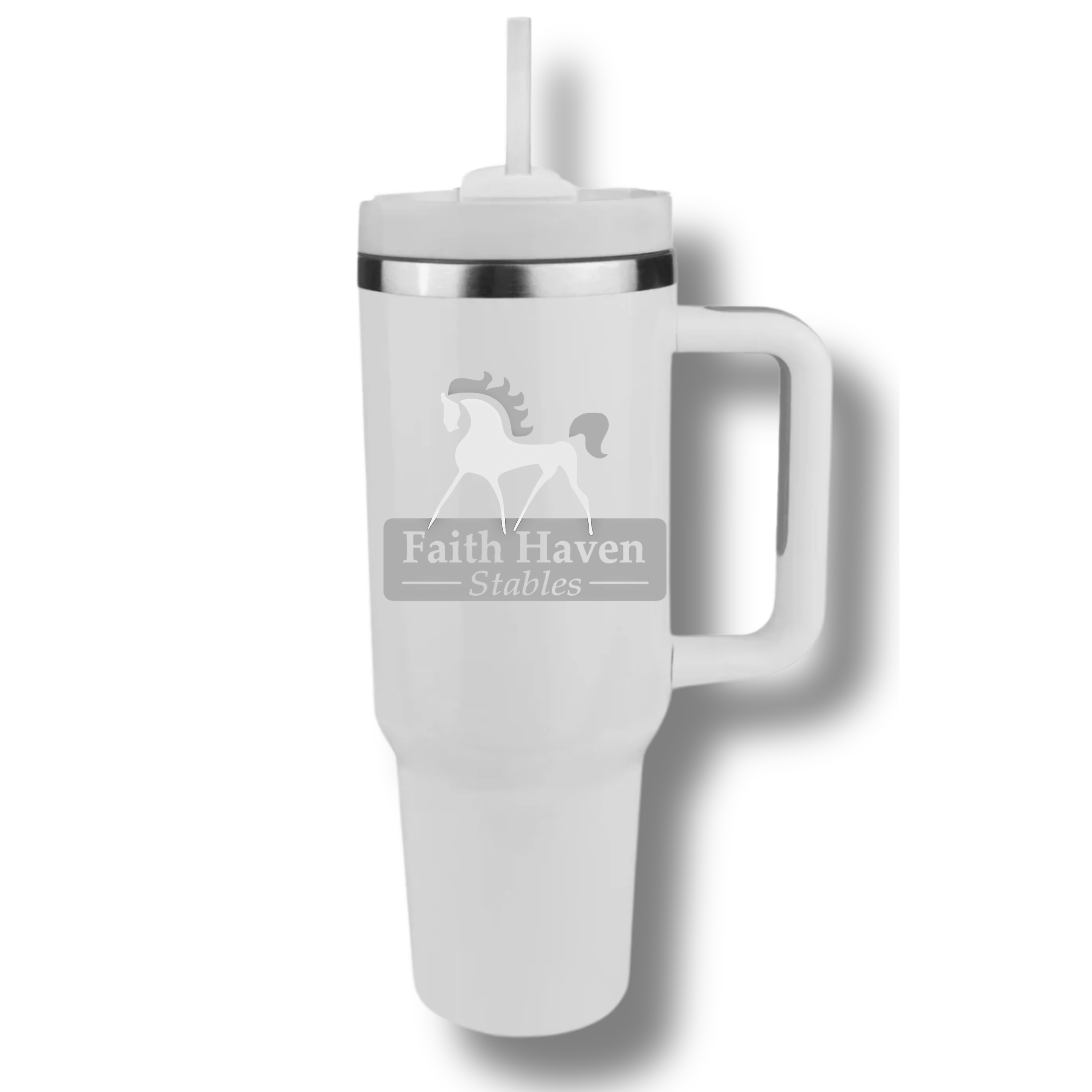 Faith Haven Stables White Logo 40oz Insulated Tumbler - Equestrian Stainless Steel Drinkware