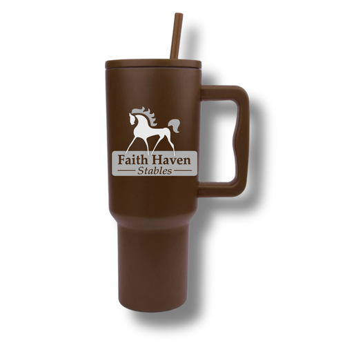 Faith Haven Stables White Logo 40oz Insulated Tumbler - Equestrian Stainless Steel Drinkware