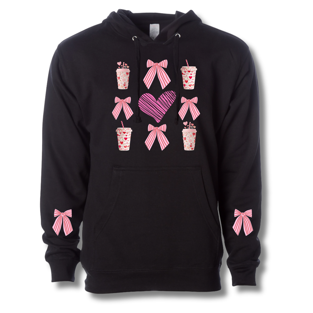 Pre-Order: Mocha Hearts & Bows Cozy Hoodie