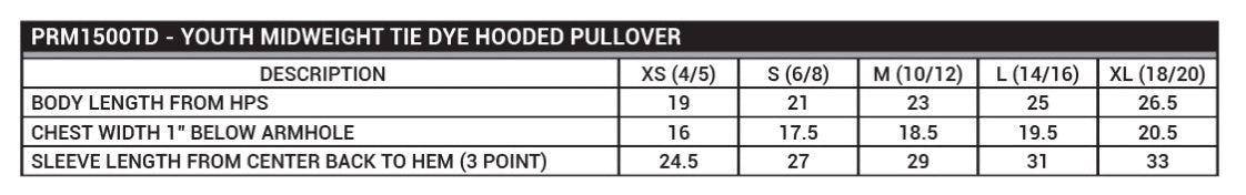 Youth Tie-Dye Hooded Pullover - Faith Haven Dressage Team