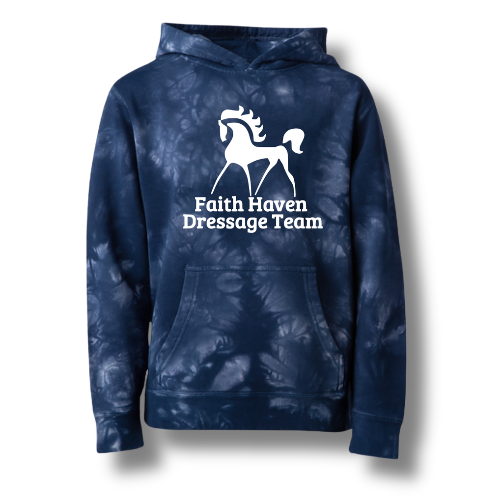 Youth Tie-Dye Hooded Pullover - Faith Haven Dressage Team