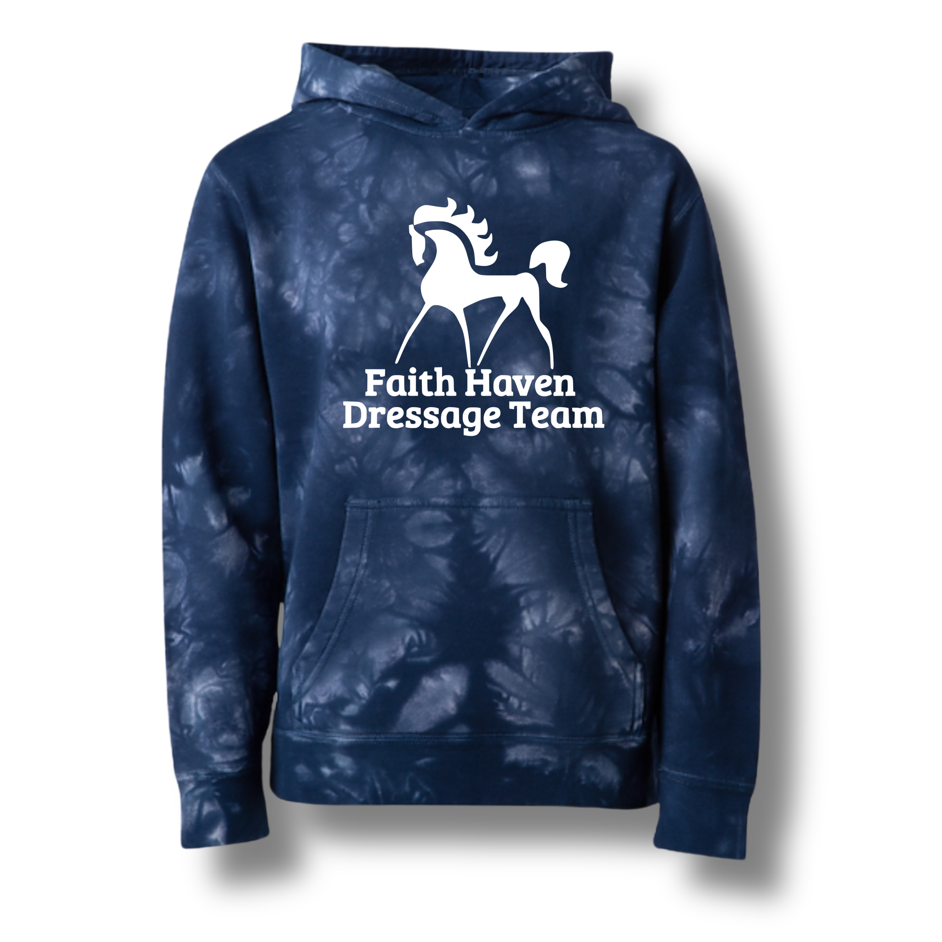 Youth Tie-Dye Hooded Pullover - Faith Haven Dressage Team
