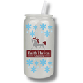 Faith Haven Winter Snowflakes 16oz Glass Tumbler