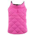 Reversible Fleece Lined Puffer Dog Coat - Pink Plaid