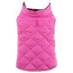 Reversible Fleece Lined Puffer Dog Coat - Pink Plaid