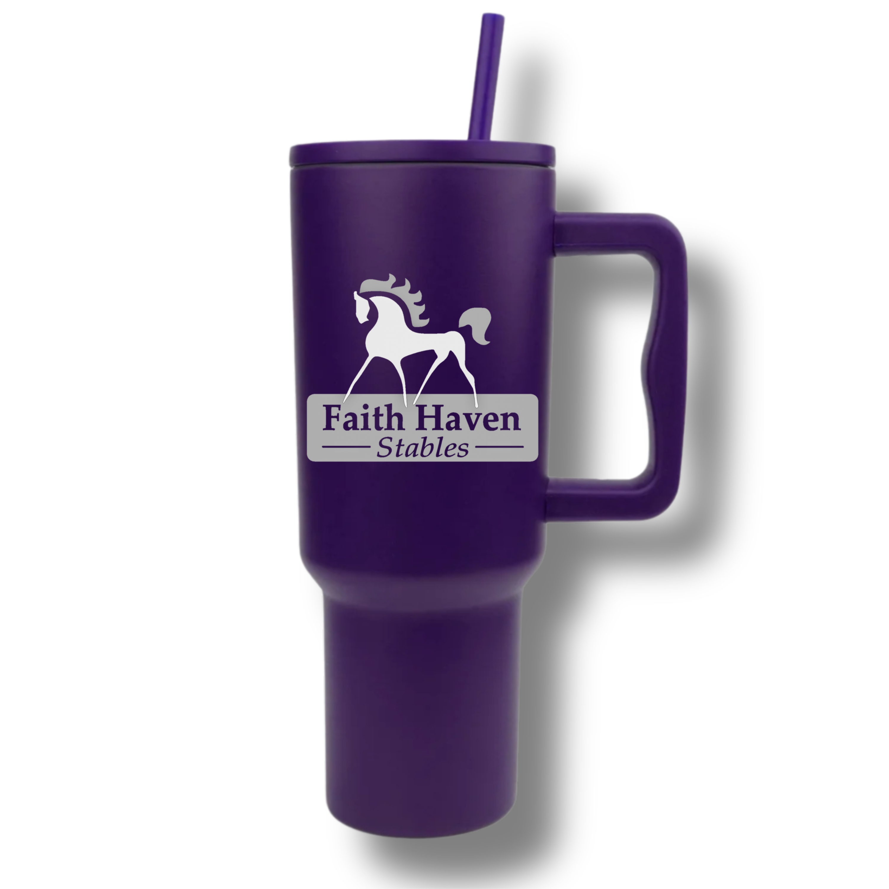 Faith Haven Stables White Logo 40oz Insulated Tumbler - Equestrian Stainless Steel Drinkware